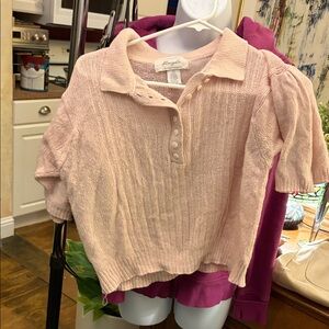 Vintage pink  Knit Polo sweater